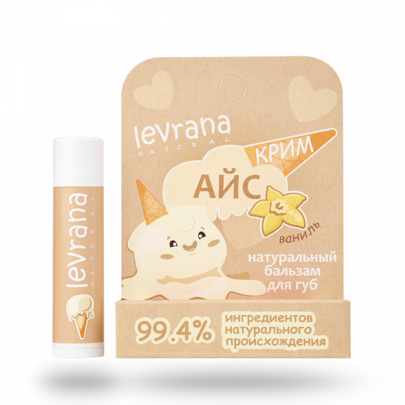 Детский бальзам для губ с пчелинным воском "Айс Крим" Levrana